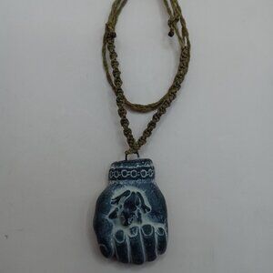 Unisex Shaman Hand Carved Stone Spiritual Protection Necklace